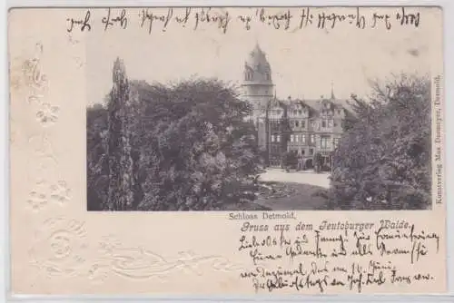 74946 Präge AK Gruß aus dem Teutoburger Walde Schloss Detmold 1901