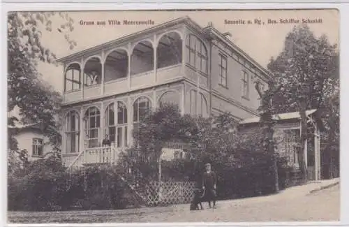 95509 Ak Ostseebad Saßnitz auf Rügen - Gruss aus der Villa Meereswelle um 1910