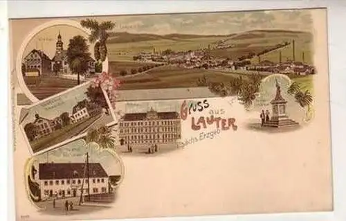 50484 Ak Lithographie Gruß aus Lauter im Erzgebirge um 1900