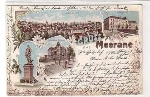 52715 Ak Lithographie Gruß aus Meerane Amtsgericht usw. 1898