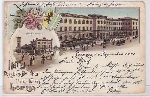 85597 AK Hotel zum Dresdner Bahnhof Franz König Leipzig 1901