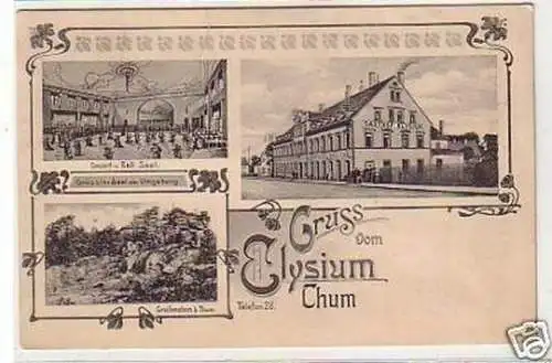 32767 Ak Gruß vom Gasthof Elysium Thum um 1915