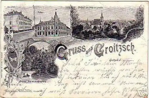 Schöne Ak Gruss aus Grotzsch Schule usw. 1908