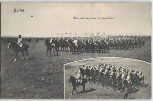 92627 Mehrbild Ak Borna Karabiniers Parade in Zugkolonne 1909