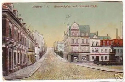 17067 Ak Meerane Bismarckplatz und -straße 1916