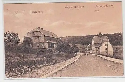 62480 Ak Schöneck i.V. Mangelsdorfstraße mit Huterhaus und Bad 1911