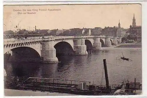 35130 Ak Dresden König Friedrich Augustbrücke 1915