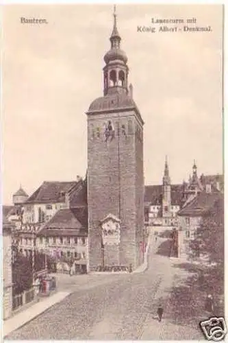 25987 AK Bautzen Lauenturm m. König-Albert-Denkmal 1917