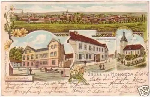 29973 Ak Lithographie Gruß aus Höngeda Gasthof 1908