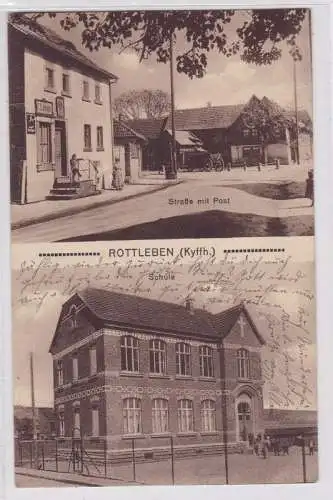 91830 Mehrbild Ak Rottleben Kyffhäuser Straße mit Postund Schule 1914