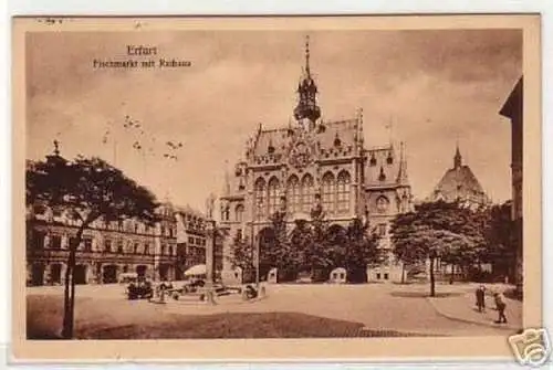 02648 Ak Erfurt Fischmarkt mit Rathaus 1924