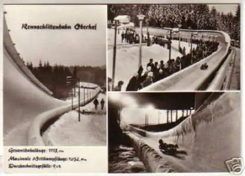 12913 Mehrbild Ak Rennschlittenbahn Oberhof 1977