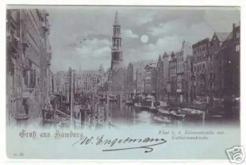 09874 Mondscheinkarte Gruss aus Hamburg Fleet 1899