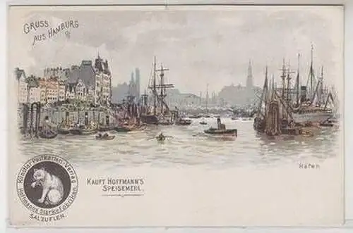 53667 Reklame Hoffmanns Speisemehl Ak Gruß aus Hamburg um 1900