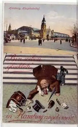 09091 Humor Ak Hamburg Hauptbahnhof um 1920