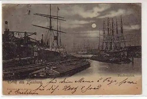 37939 Mondscheinkarte Gruß aus Hamburg 1898