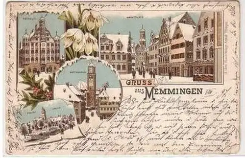 52243 Ak Lithographie Gruß aus Memmingen 1897