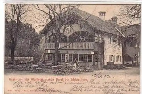 50497 Ak Gruß von der Waldrestauration Bergl bei Schleissheim 1904