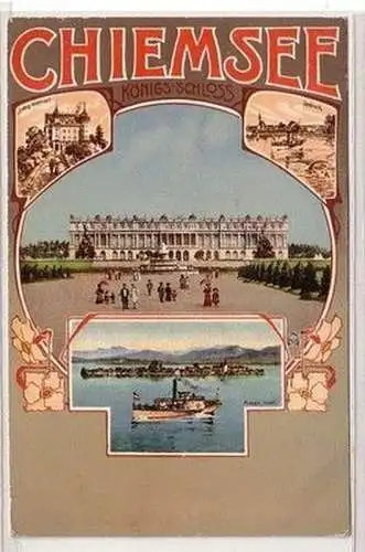 59257 Ak Chiemsee kgl. Schloß, Schloß Wildwart, Seebruck, Fraueninsel um 1910