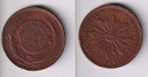 40 Centesimos Münze Bronze Uruguay 1857 (123525)