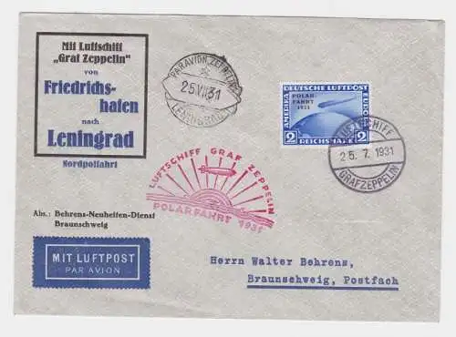 80904 Zeppelinpost Luftschiff Graf Zeppelin LZ 127 Polarfahrt 1931 Leningrad 2RM