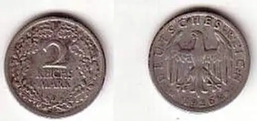 2 Mark Silber Münze Weimarer Republik 1926 D