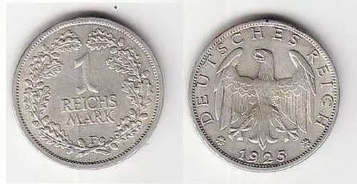 1 Mark Silber Münze 1925 F Jäger 319