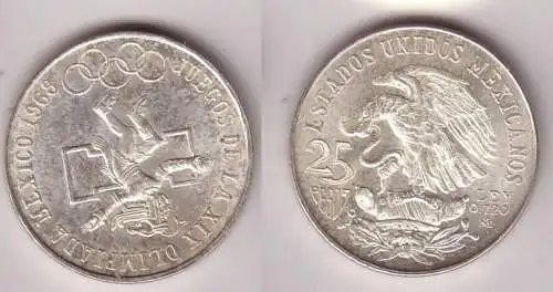 25 Pesos Silber Münze Olympiade Mexiko 1968