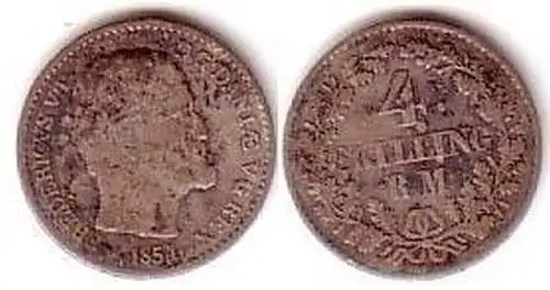 4 Skilling Silber Münze Dänemark 1854