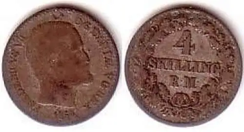 4 Skilling Silber Münze Dänemark 1854