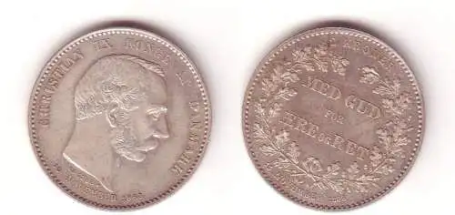 2 Kroner Silber Münze Dänemark 1888 25. jähriges Regierungsjubiläum Christian IX