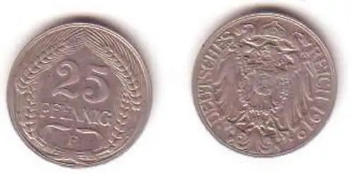 25 Pfennig Nickel Münze Deutsches Reich 1912 F Jäger 18