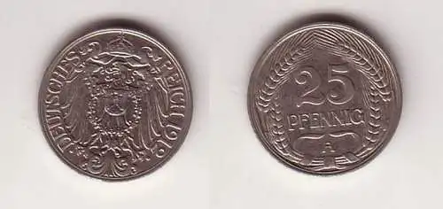 25 Pfennig Nickel Münze Deutsches Reich 1912 A, Jäger 18 (112267)