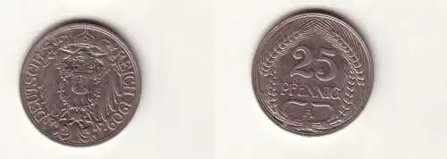 25 Pfennig Nickel Münze Deutsches Reich 1909 A Jäger 18 (105519)