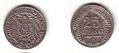 25 Pfennig Nickel Münze 1909 D Jäger 18