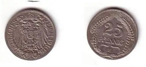 25 Pfennig Nickel Münze Kaiserreich 1910 E