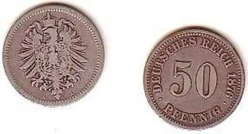 50 Pfennig Silber Münze Kaiserreich 1876 A