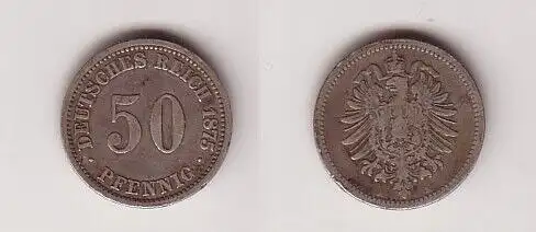 50 Pfennig Silber Münze 1875 A Jäger 7 (114247)