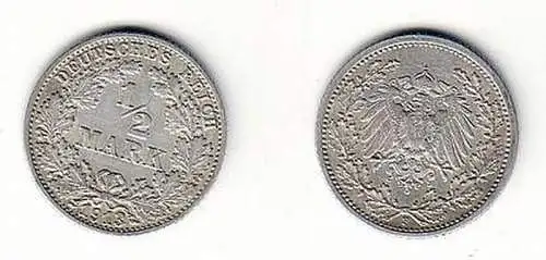 1/2 Mark Silber Münze Kaiserreich 1913 F