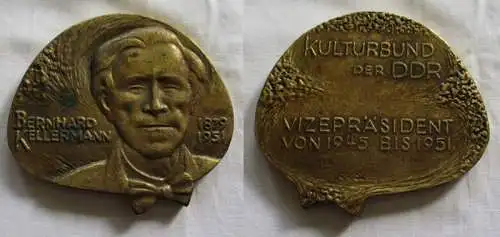 DDR Plakette Kulturbund - Bernhard Kellermann 1879-1951 Vizepräsident (138166)