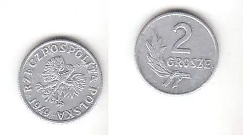 2 Groszy Aluminium Münze Polen 1949