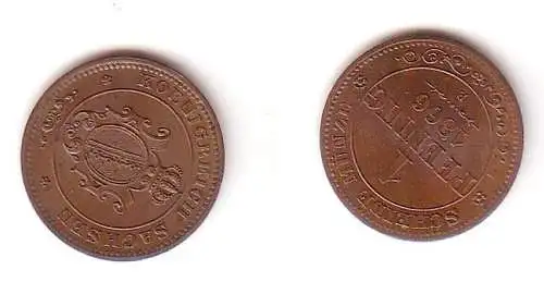 1 Pfennig Kupfer Münze Sachsen 1866 B Stgl.