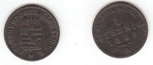 1 Pfennig Kupfer Münze Sachsen Weimar Eisenach 1865 A f. ss