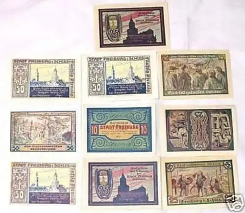 10 Banknoten Notgeld Freiburg in Schlesien 1921