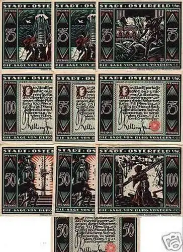 10 Banknoten Notgeld der Stadt Osterfeld in Westf. 1921