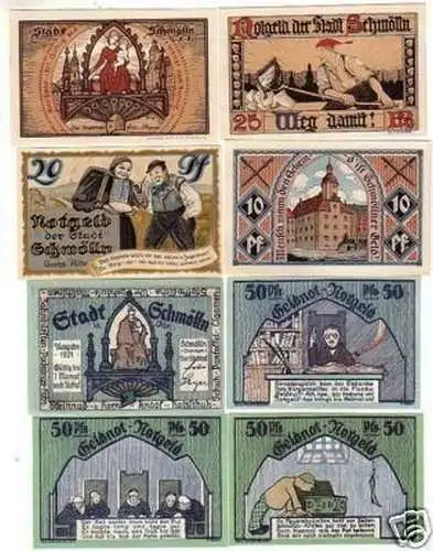 8 Banknoten Notgeld Stadt Schmölln S.-A. 1921