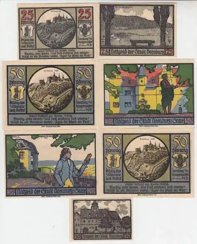 7 x Banknoten Notgeld Stadt Dornburg 1921