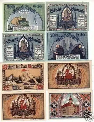 8 Banknoten Notgeld der Stadt Schmölln 1921