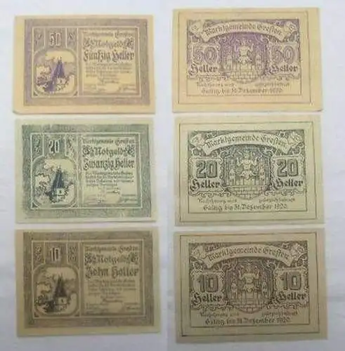 3 Banknoten Notgeld Marktgemeinde Gresten 1920