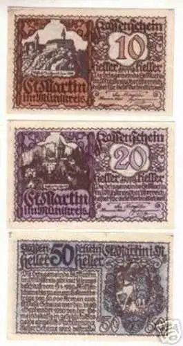 3 Banknoten Notgeld Gemeinde St.Martin im Mühlkreis